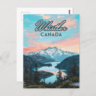 Whistler Canada British Columbia Ski Resort Retro Postcard