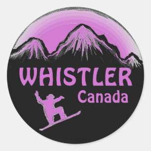 Whistler Canada purple snowboarder stickers