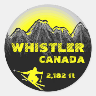 Whistler Canada yellow ski art stickers
