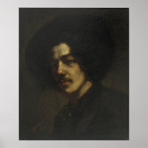Whistler - Portrait Of With Hat 1858 Poster