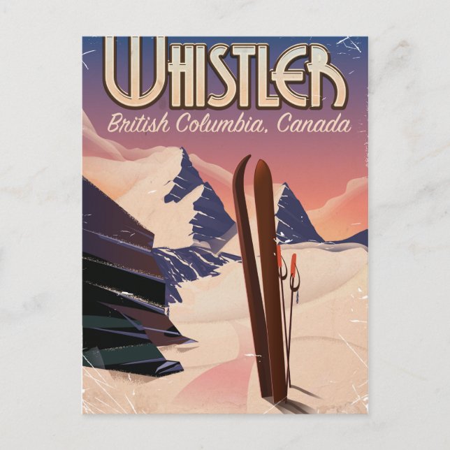 Whistler,Vancouver, British Columbia Ski poster Postcard (Front)