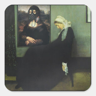 Whistler's Mother Got Gassed by Mona Lisa Square Sticker