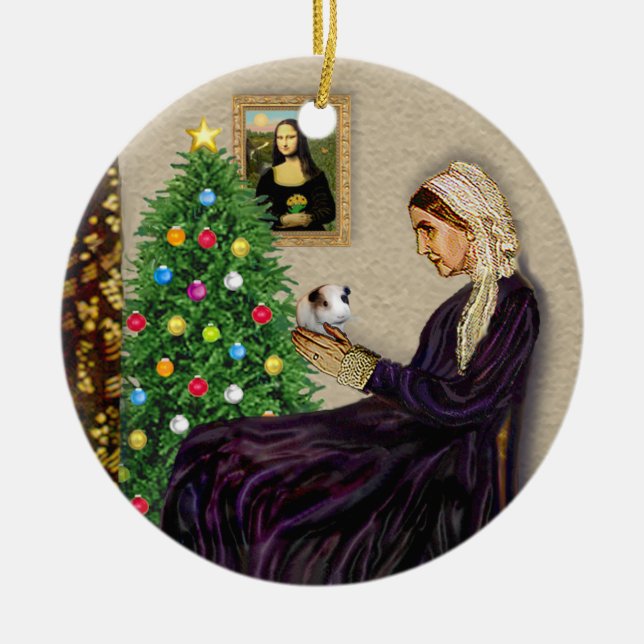 Whistlers Mother & her Guinea Pig Ceramic Tree Decoration (Front)