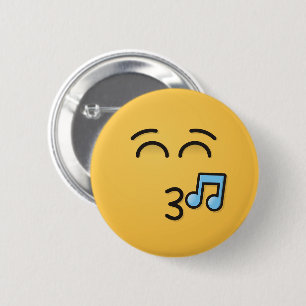 Whistling Face with Smiling Eyes 6 Cm Round Badge