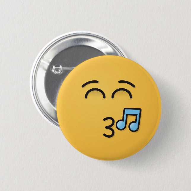 Whistling Face with Smiling Eyes 6 Cm Round Badge (Front & Back)