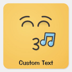 Whistling Face with Smiling Eyes Classic Round Sti Square Sticker