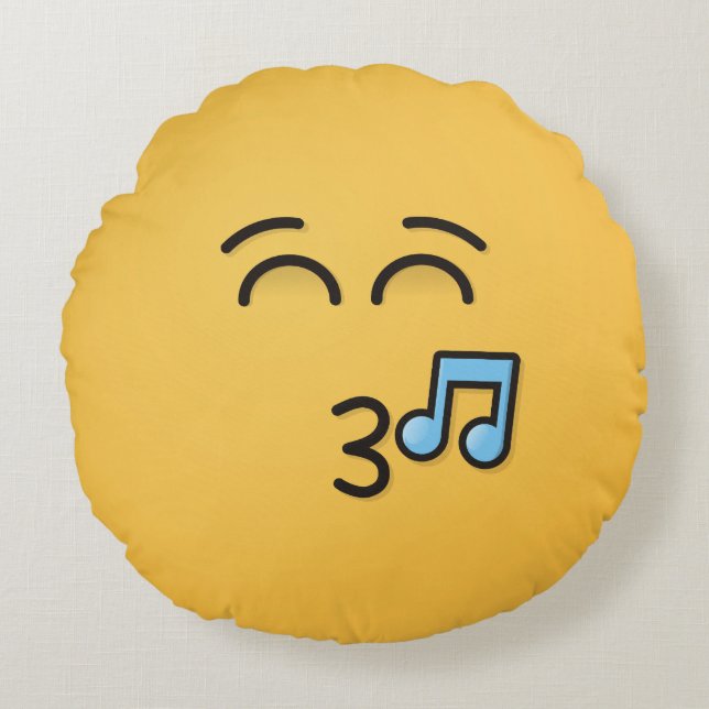 Whistling Face with Smiling Eyes Round Pillow (Front)