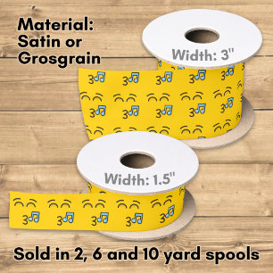 Whistling Face with Smiling Eyes Satin Ribbon
