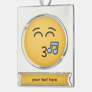 Whistling Face with Smiling Eyes Silver Plated Banner Ornament