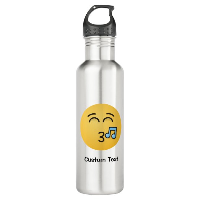 Whistling Face with Smiling Eyes Water Bottle (Front)