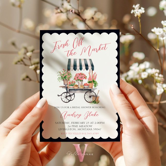 Whit Black Off the Market Bridal Shower Invitation (Creator Uploaded)
