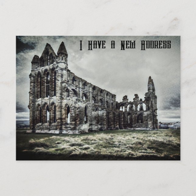 Whitby Abbey Gothic Change of Address Postcard (Front)