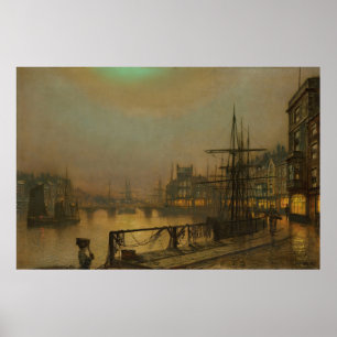 Whitby at night John Atkinson Grimshaw  Poster