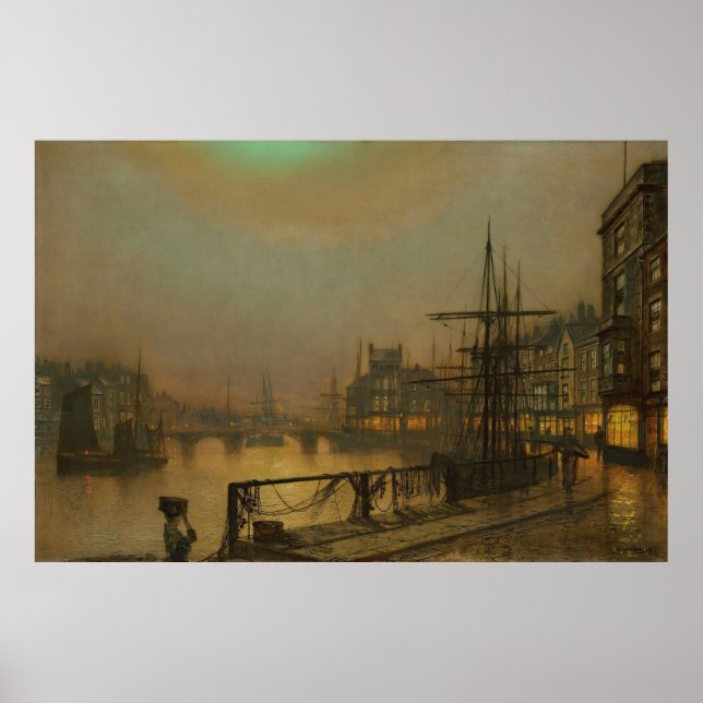 Whitby at night John Atkinson Grimshaw  Poster (Front)