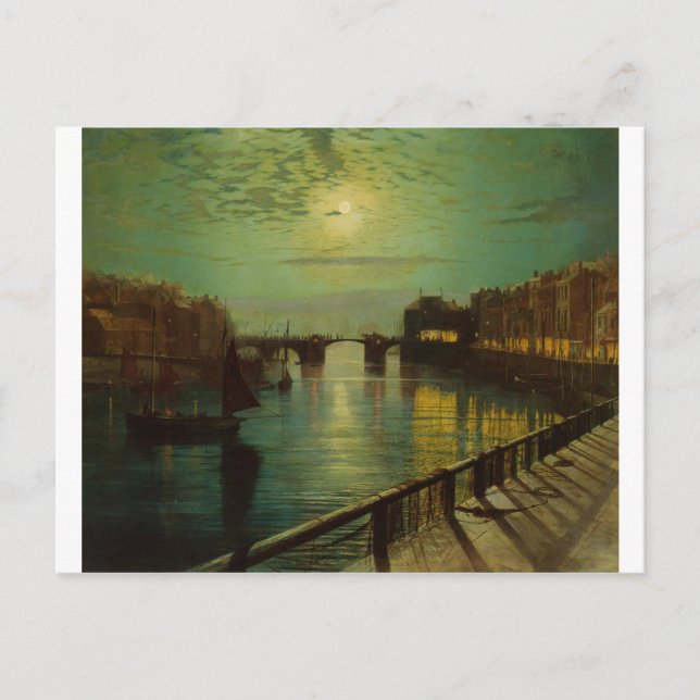 Whitby Harbour by Moonlight John Atkinson Grimshaw Postcard (Front)