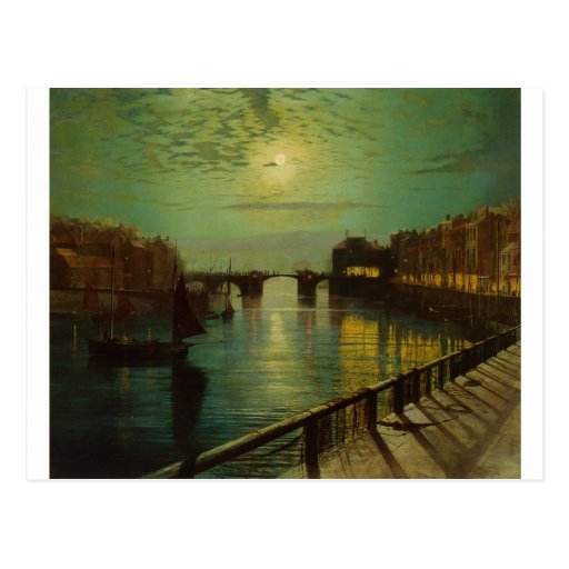 Image of Whitby Harbour by Moonlight John Atkinson Grimshaw Postcard
