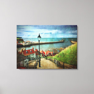 Whitby Harbour from 199 Steps Canvas Print
