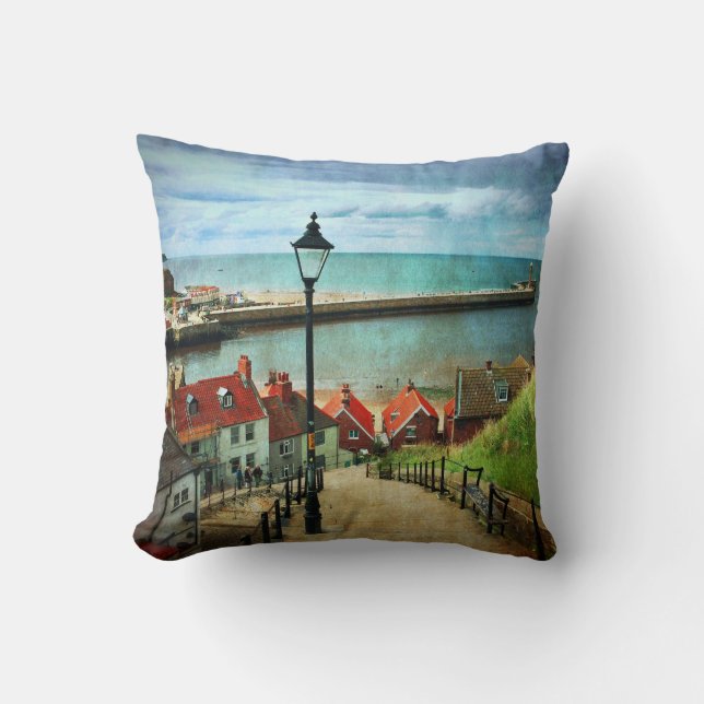 Whitby Harbour from 199 Steps Cushion (Front)