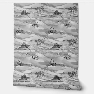 Whitby Pearl Wallpaper in muted tones of grey.