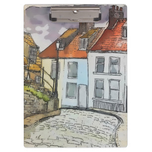 Whitby Steps Scarborough Original Painting Clipboard