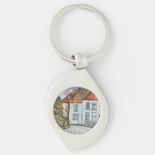 Whitby Steps Scarborough Original Painting Key Ring