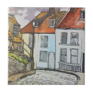 Whitby Steps Scarborough Original Painting  Tile