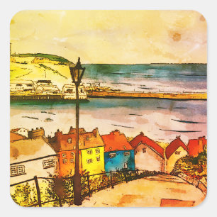 Whitby Yorkshire 199 Steps original       Square Sticker