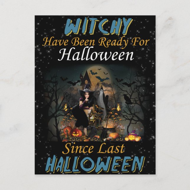 Whitchy Says Happy Halloween Postcard (Front)