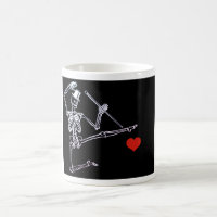 White 11 oz Classic Mug Dancing Skeleton w/ Heart