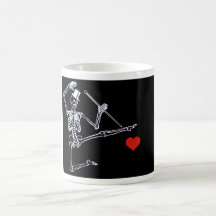 White 11 oz Classic Mug Dancing Skeleton w/ Heart