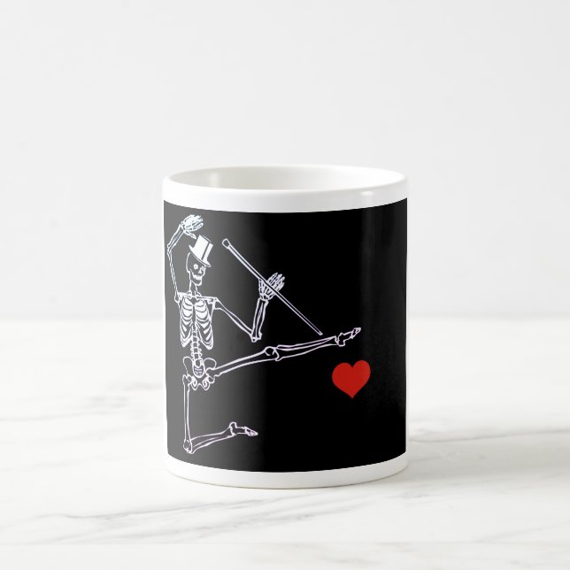 White 11 oz Classic Mug Dancing Skeleton w/ Heart (Center)