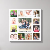 White 13 Photo Collage  Family Name Personalised