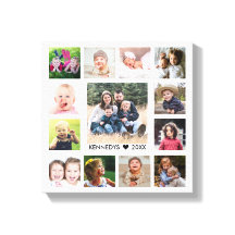 White 13 Photo Collage  Family Name Personalised
