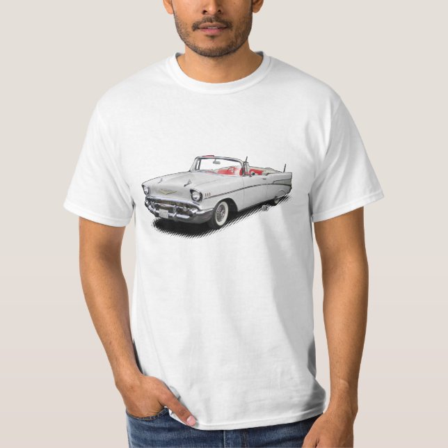 White 1957 classic "bel air" convertible shirt (Front)