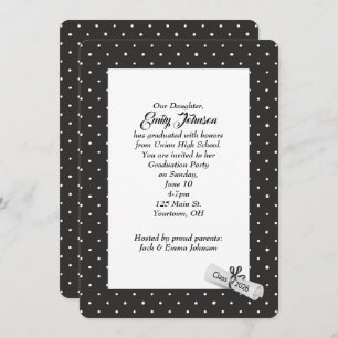 White 2026 Diploma on Polka Dot Pattern Invitation