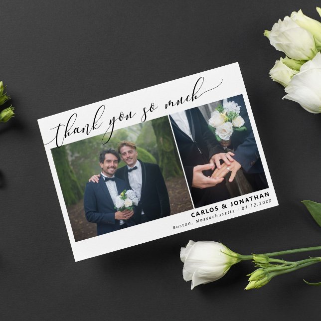 White 2 Wedding Photo Thank You So Much Card (Creator Uploaded)