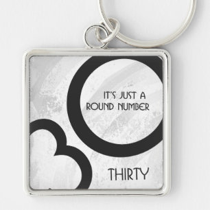 White 30 Decade Birthday Key Ring