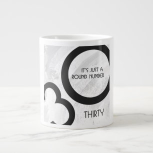 White 30 Decade Birthday Large Coffee Mug