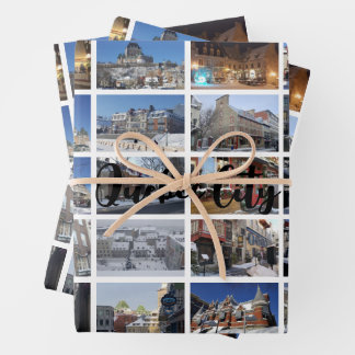 White 30 Photo Collage Grid Travel Custom Wrapping Paper Sheet