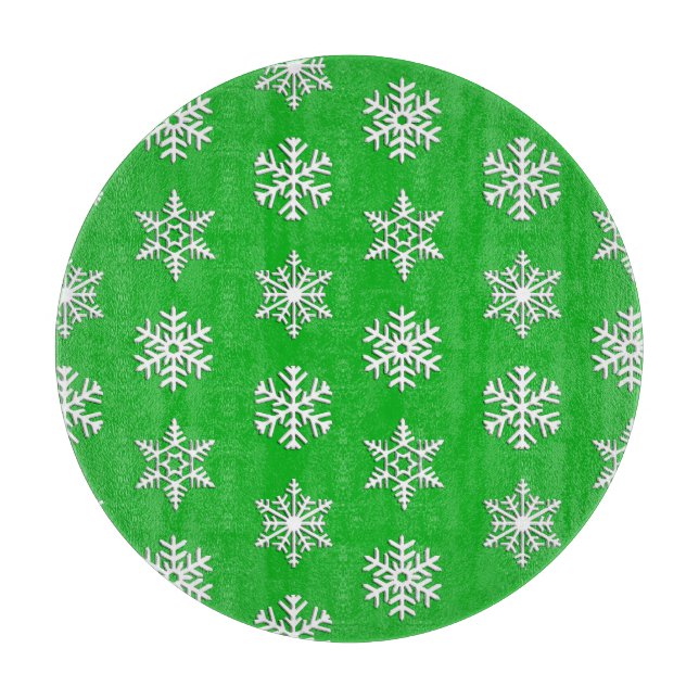 White 3-d snowflakes, Customisable Background Cutting Board (Front)