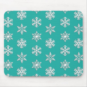 White 3-d snowflakes, Customisable Background Mouse Mat