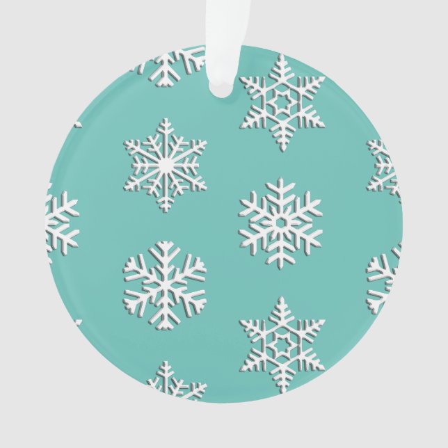 White 3-d snowflakes, Customisable Background Ornament (Front)
