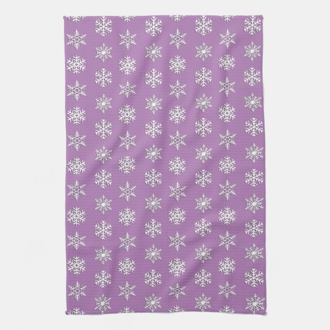 White 3-d snowflakes, Customisable Background Tea Towel (Vertical)