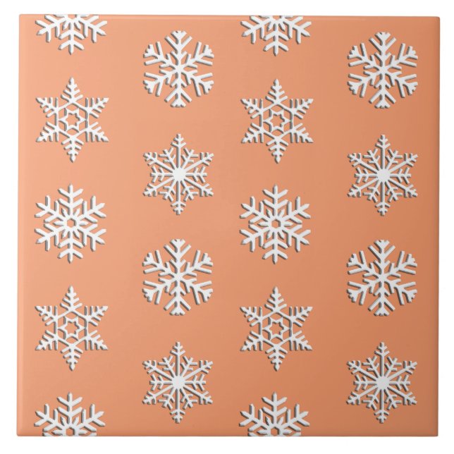 White 3-d snowflakes, Customisable Background Tile (Front)