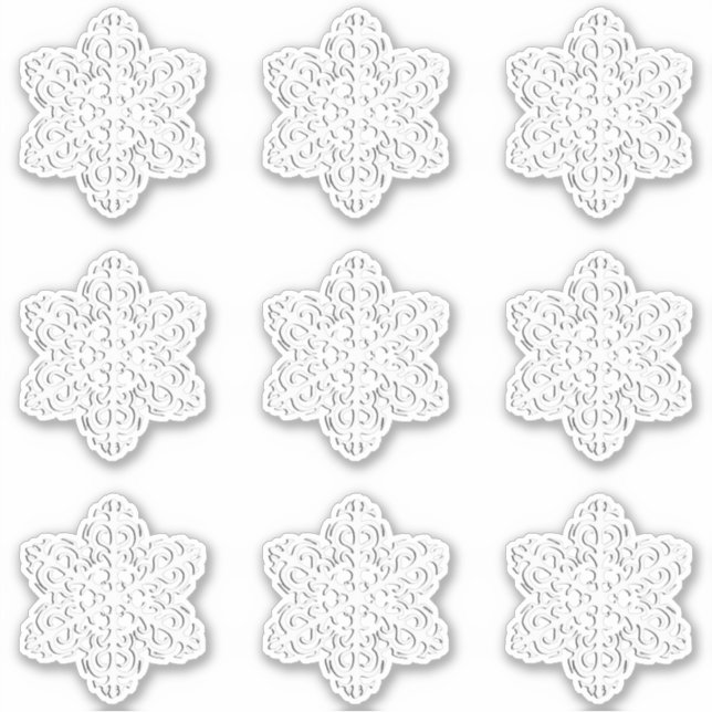 White 3-d Snowflakes Sticker (Front)