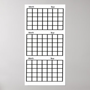 White  3 Month Calendar Poster