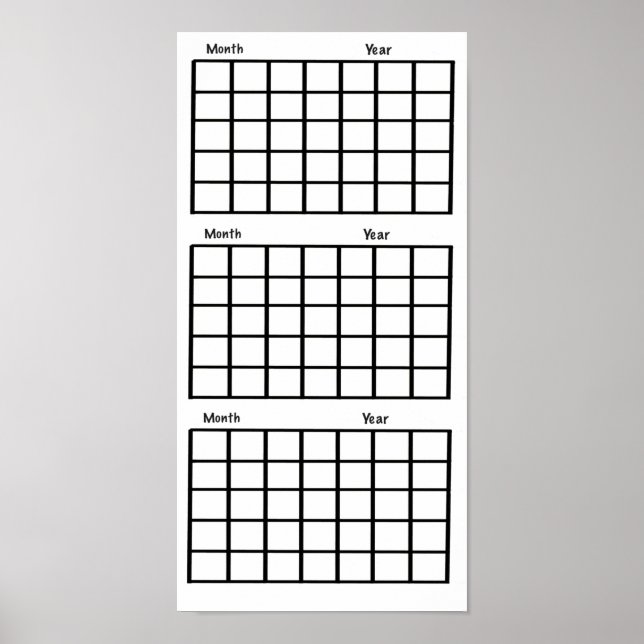 White  3 Month Calendar Poster (Front)
