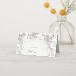 White 3D Flowers Arched Wedding Place Card