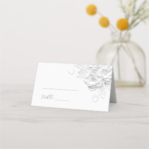 White 3D Flowers Wedding Place Card