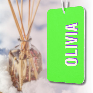 White 3D Indigo Modern Name   Trendy Cool Green Car Air Freshener